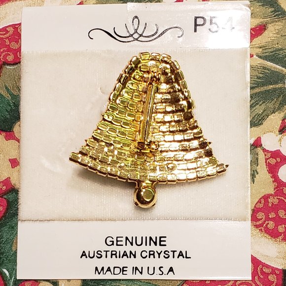 Vintage 3 Rhinestone Christmas Bell and Tree Brooches Pins EUC - Picture 5 of 12